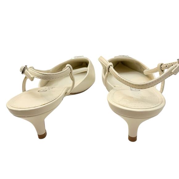 Guess Jesson Kitten Heel Pumps 9.5M Pointed Toe Slingback Logo Medallion - Picture 6 of 9